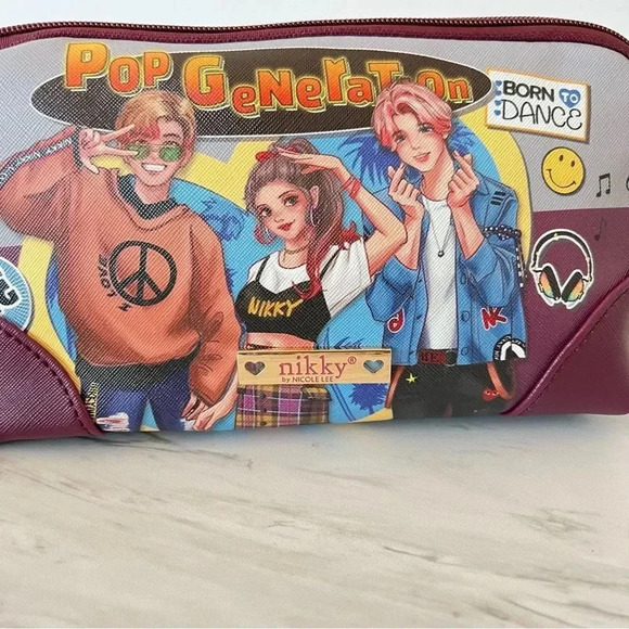 Nikky By Nicole Lee Large Oval Makeup Pouch Cosmetic Bag Pop Generation Gray - Picture 3 of 6